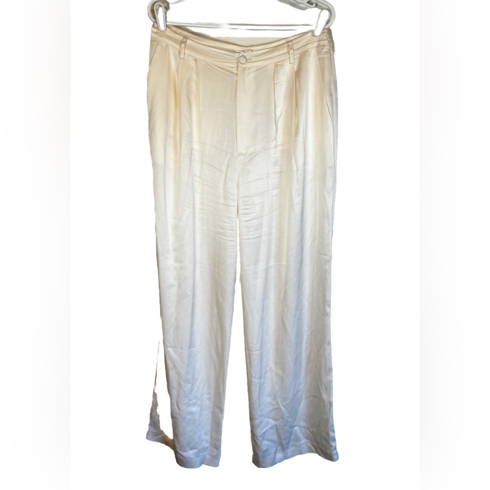 Reformation Mason Satin Style Pants in Ivory Size 10 - Picture 4 of 7
